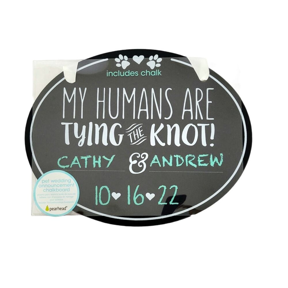 Pet Wedding Announcement Chalkboard Sign Includes Chalk